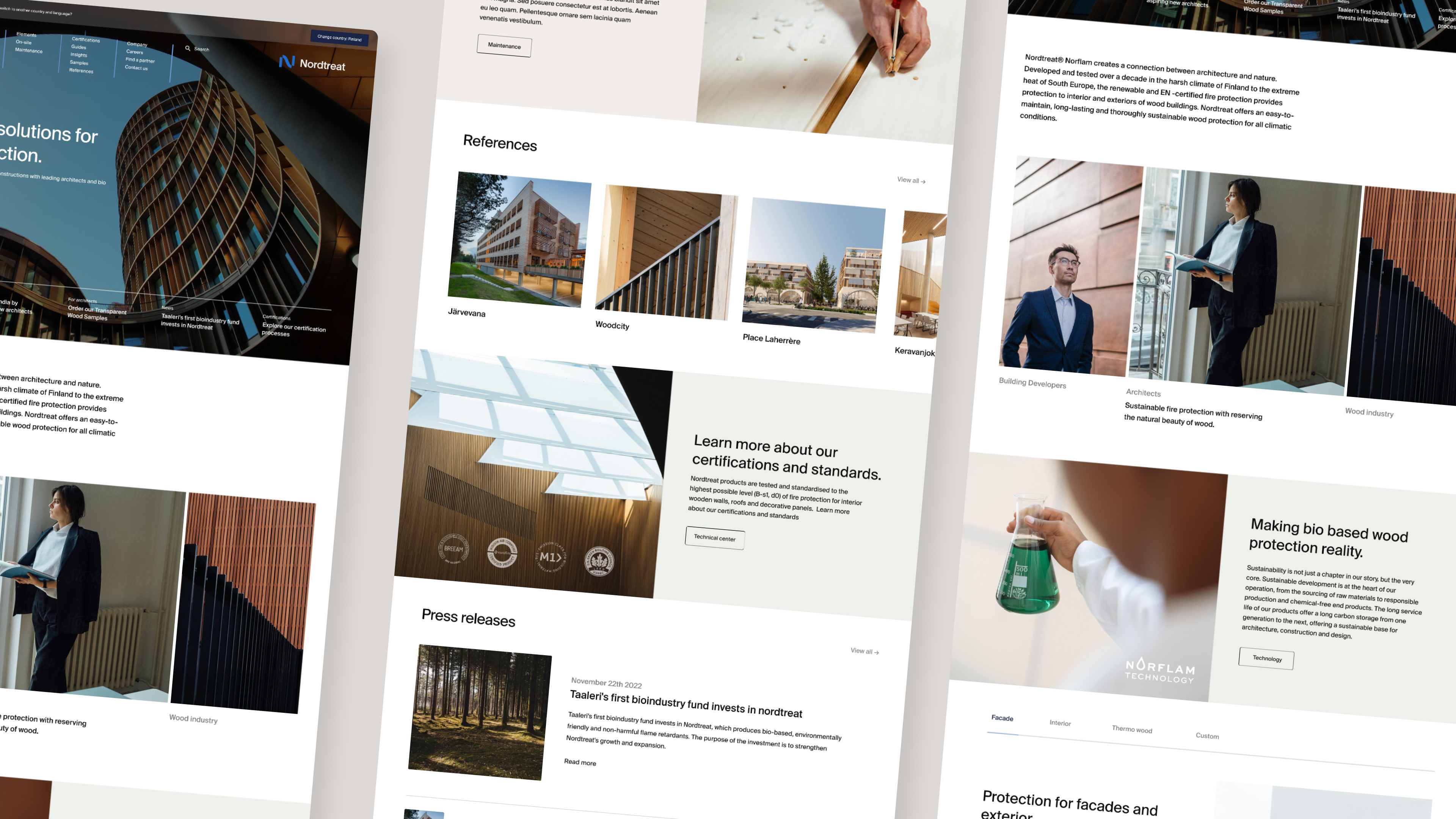 Nordtreat website shown across several page layouts